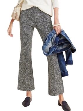 Anthropologie The Essential Crop Flare Trousers Pants Black White Size XS